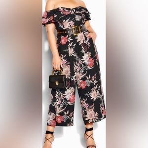 City Chic Botanical Wide Leg Jumpsuit